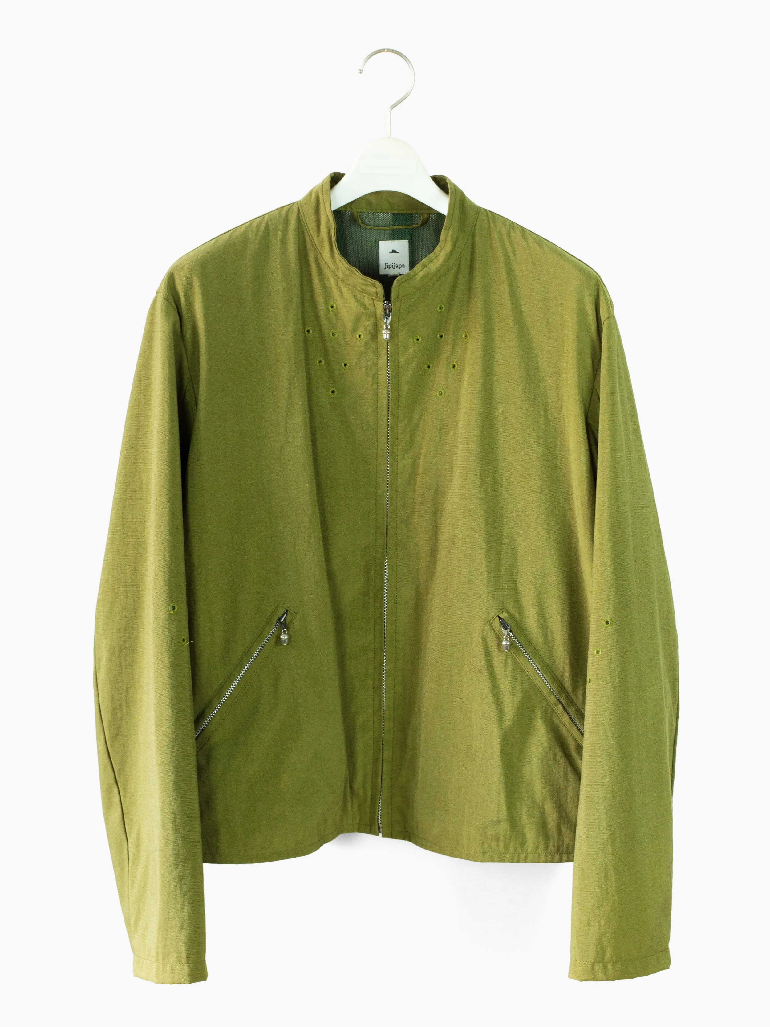 00s Chartreuse Vented Biker Jacket in Jipijapa Style