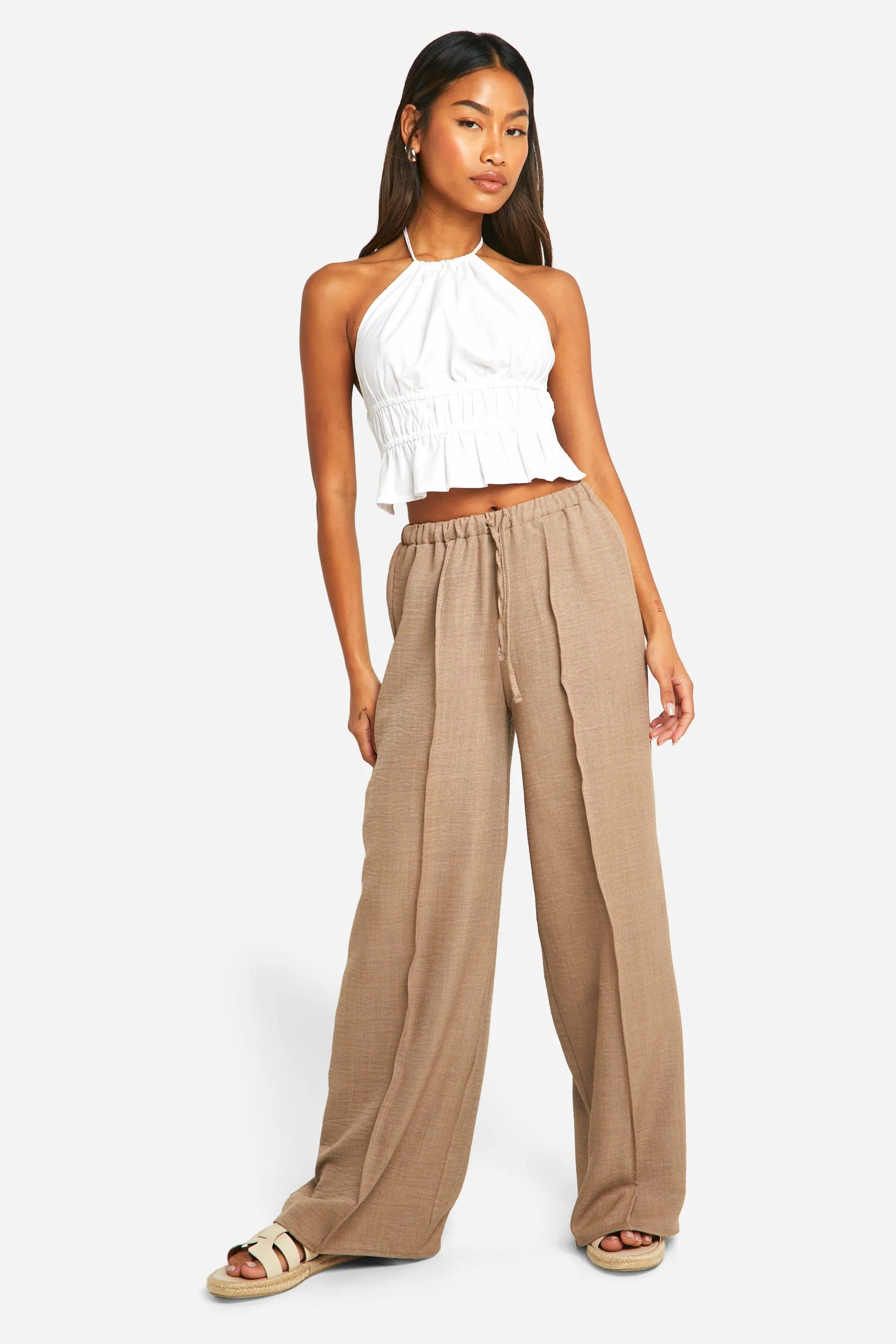 Wide Leg Linen Trousers