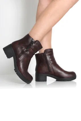 Alisha Brown Zip Biker Ankle Boots -> Brown Biker Ankle Boots with Zip by Alisha