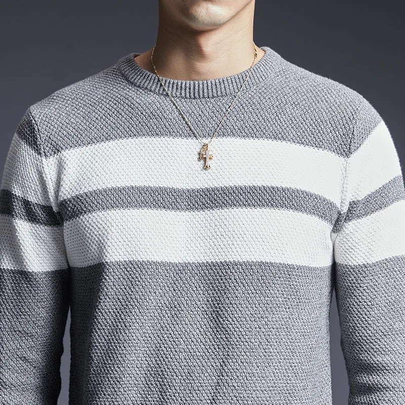 All-match Striped Sweater for Men - Shop Now.