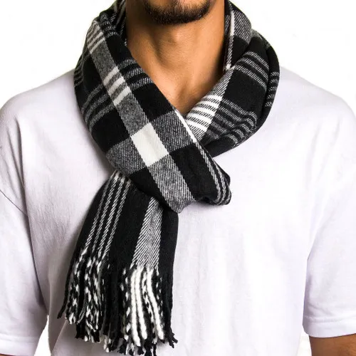 Alpine Swiss Men's Plaid Scarf - Ultra Soft Winter Shawl Warm Lightweight Cold Weather Gear