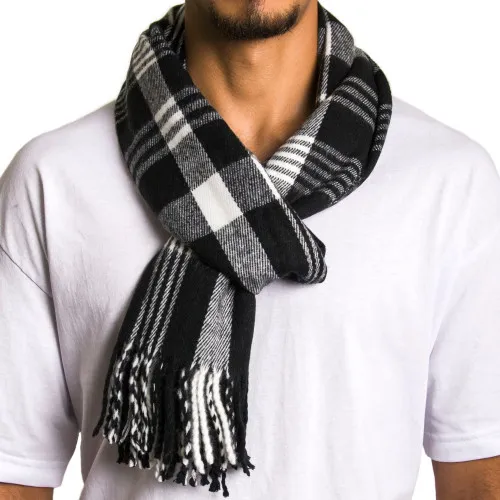 Alpine Swiss Men's Plaid Scarf - Ultra Soft Winter Shawl Warm Lightweight Cold Weather Gear