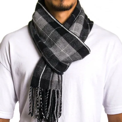 Alpine Swiss Men's Plaid Scarf - Ultra Soft Winter Shawl Warm Lightweight Cold Weather Gear