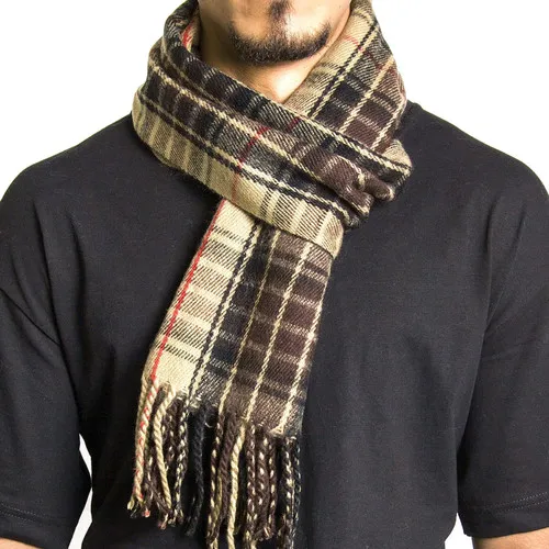 Alpine Swiss Men's Plaid Scarf - Ultra Soft Winter Shawl Warm Lightweight Cold Weather Gear