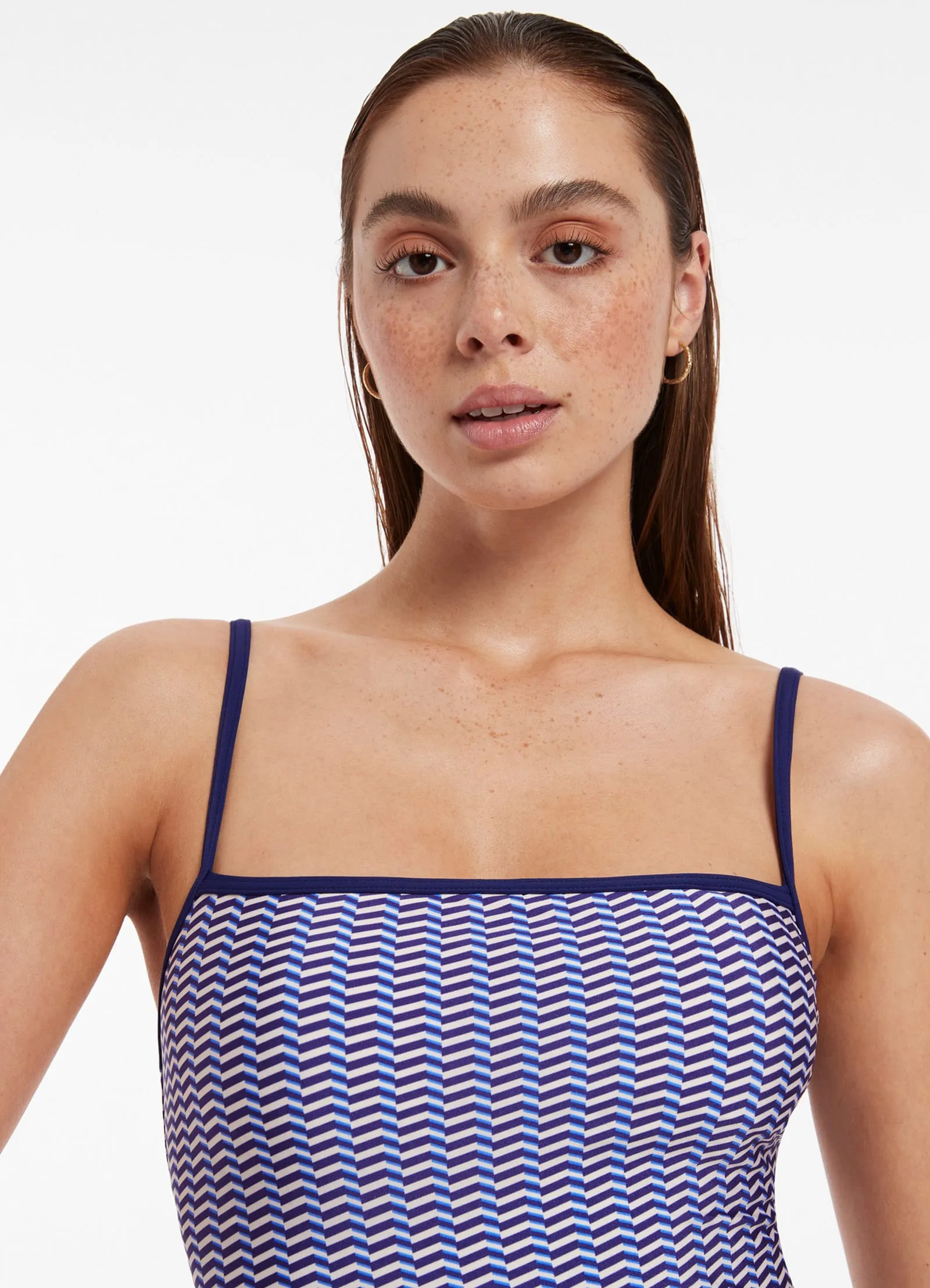 Amoudi Minimal Tank One Piece Swimsuit in Sapphire.