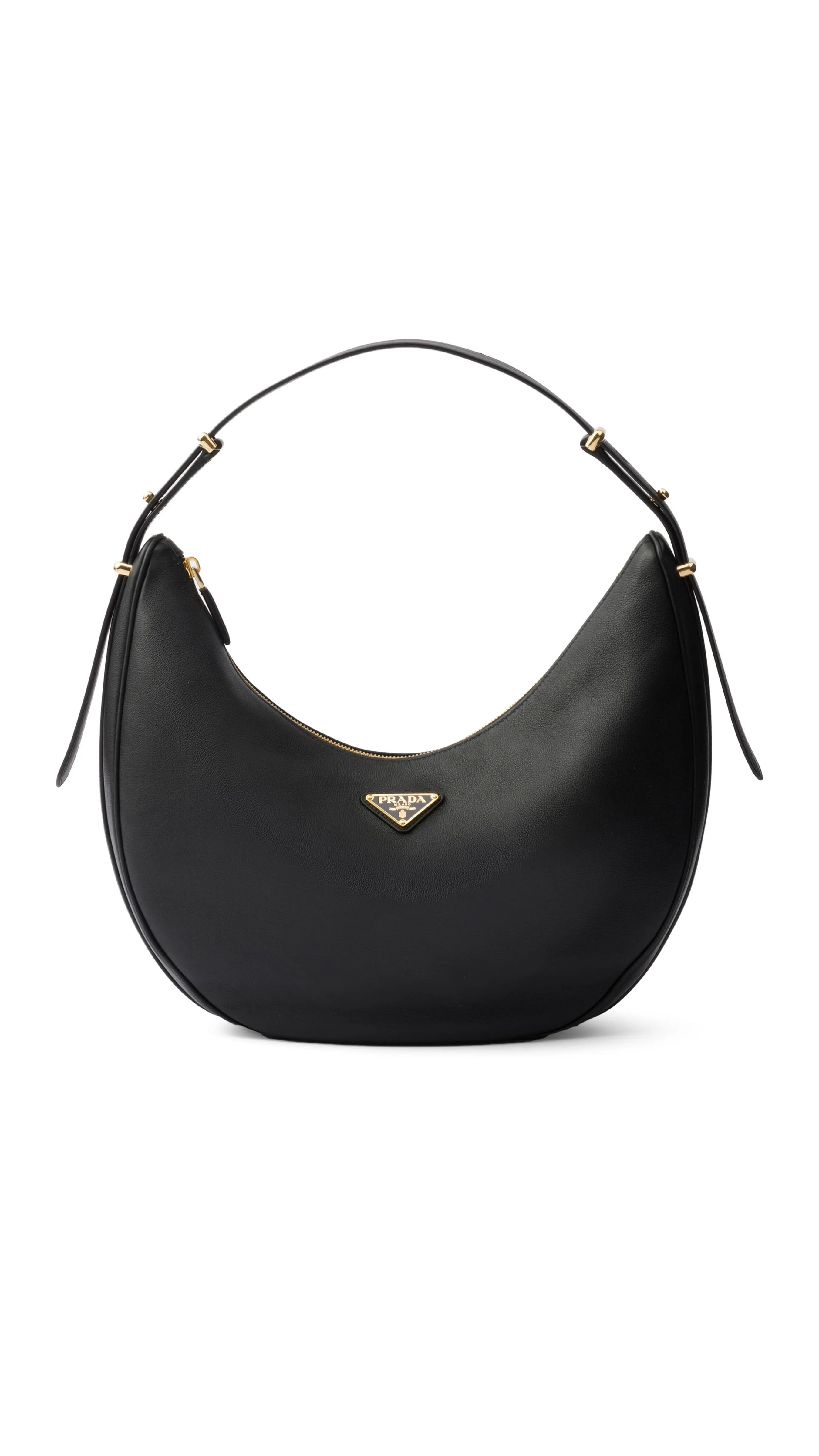 Arqué Black Leather Shoulder Bag - Medium