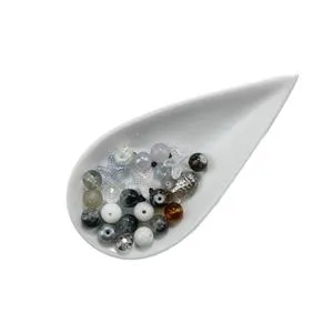 Assorted Glass Beads (Monochrome Colours) Approx 8mm Round Beads and Seed Beads (100g pack) With Downloadable Instructions By De