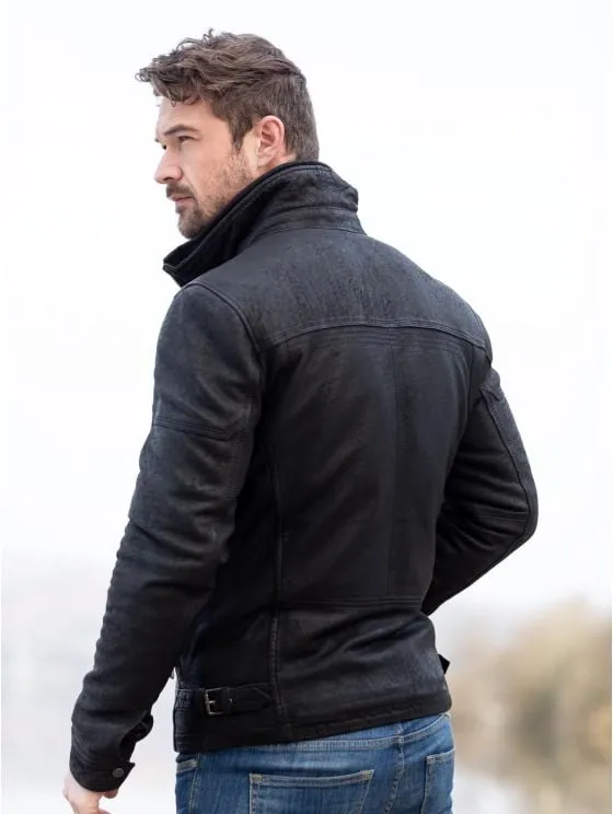 Black Derwent Leather Coat