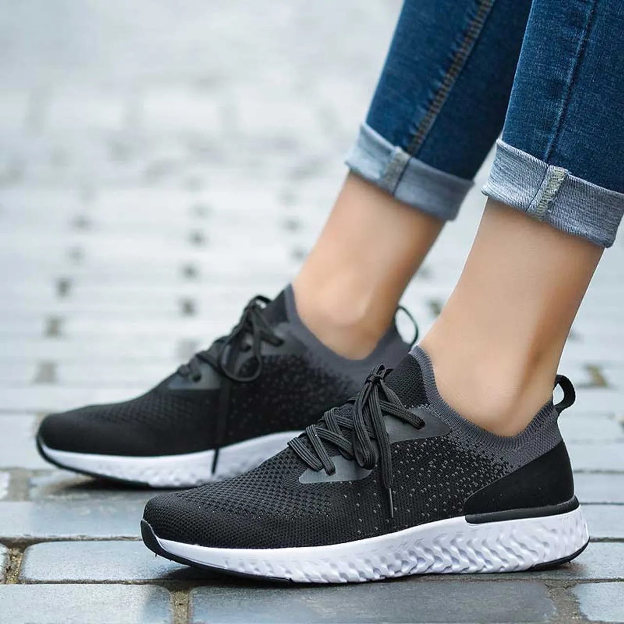 Black Flyknit Casual Pattern Texture Shoe Sneaker