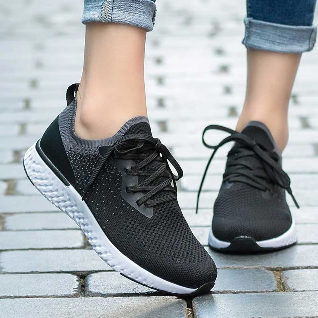 Black Flyknit Casual Pattern Texture Shoe Sneaker