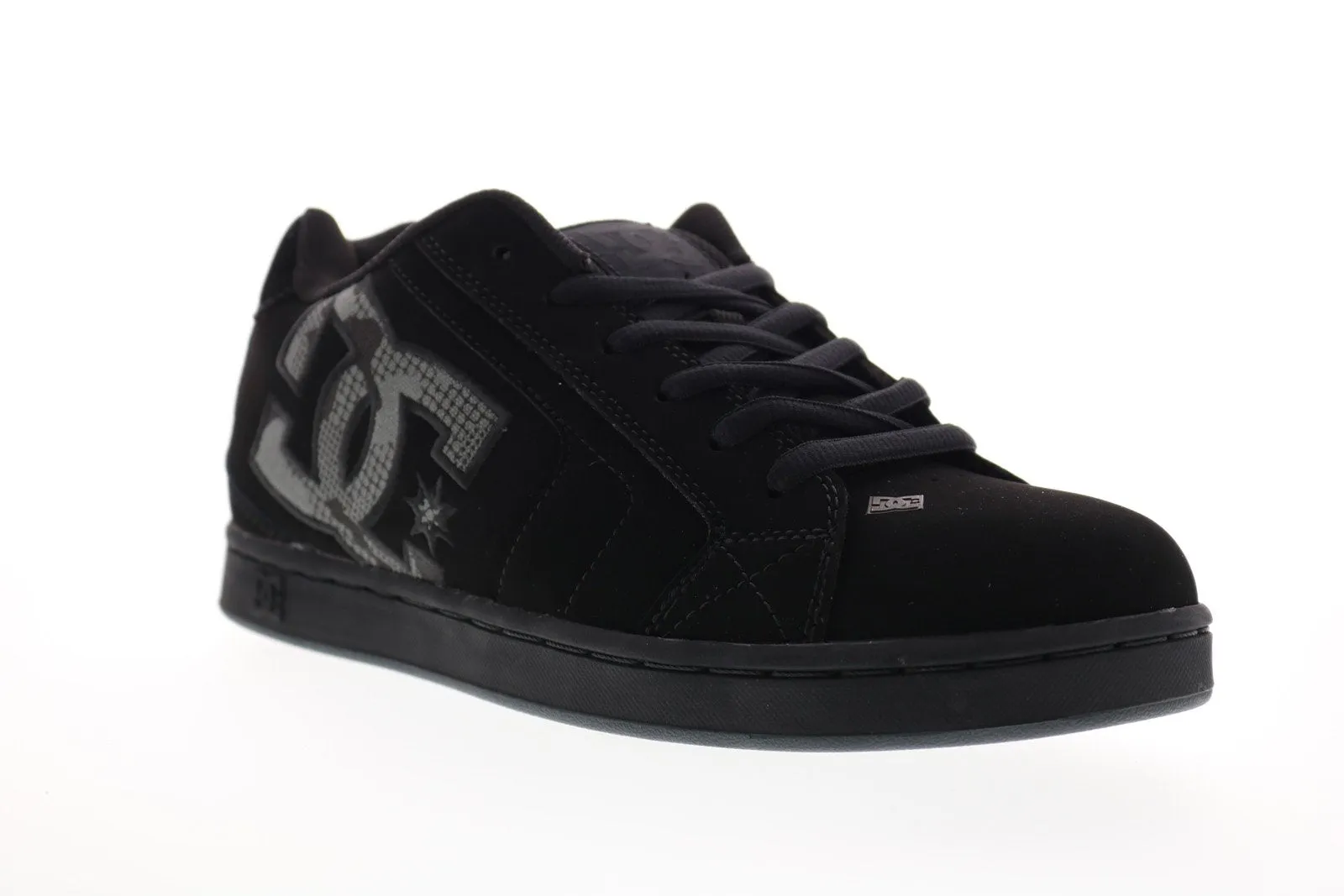 Black Nubuck Leather Lace Up Skate Sneakers Shoes for Men - DC Net 302361.