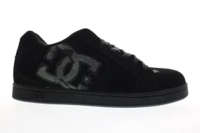 Black Nubuck Leather Lace Up Skate Sneakers Shoes for Men - DC Net 302361.