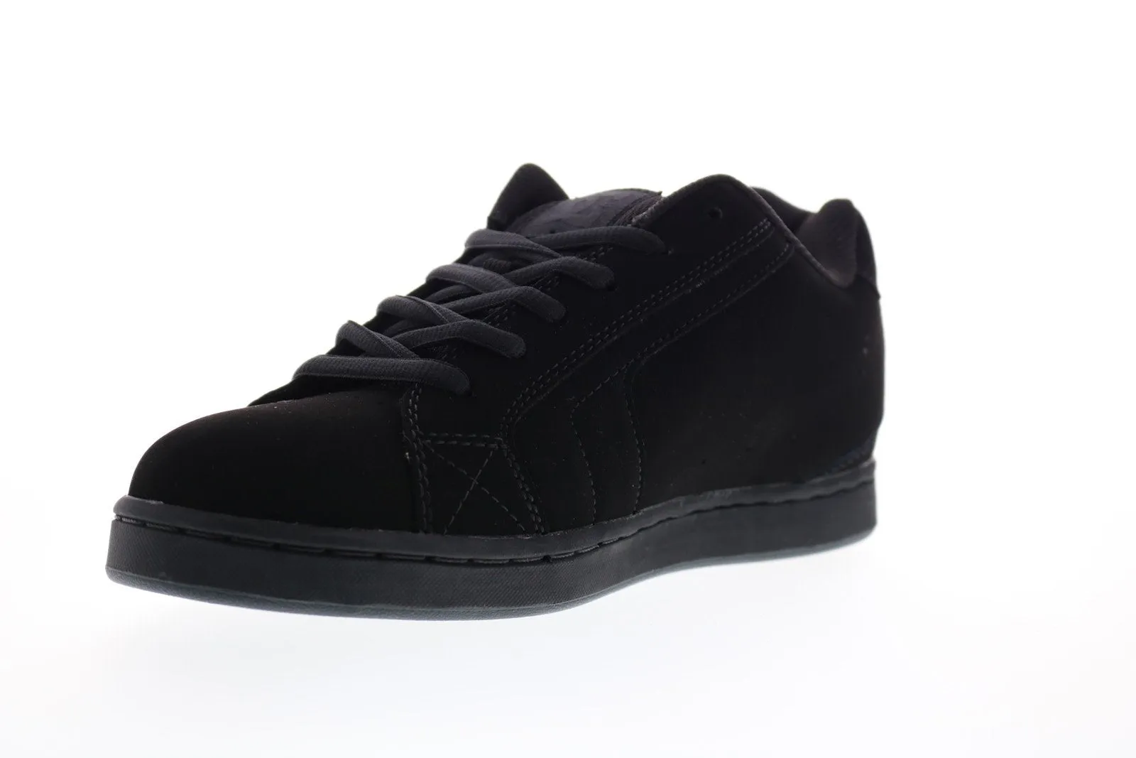 Black Nubuck Leather Lace Up Skate Sneakers Shoes for Men - DC Net 302361.