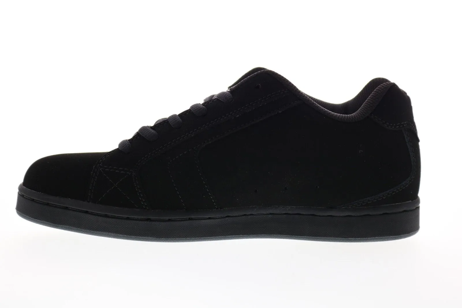 Black Nubuck Leather Lace Up Skate Sneakers Shoes for Men - DC Net 302361.