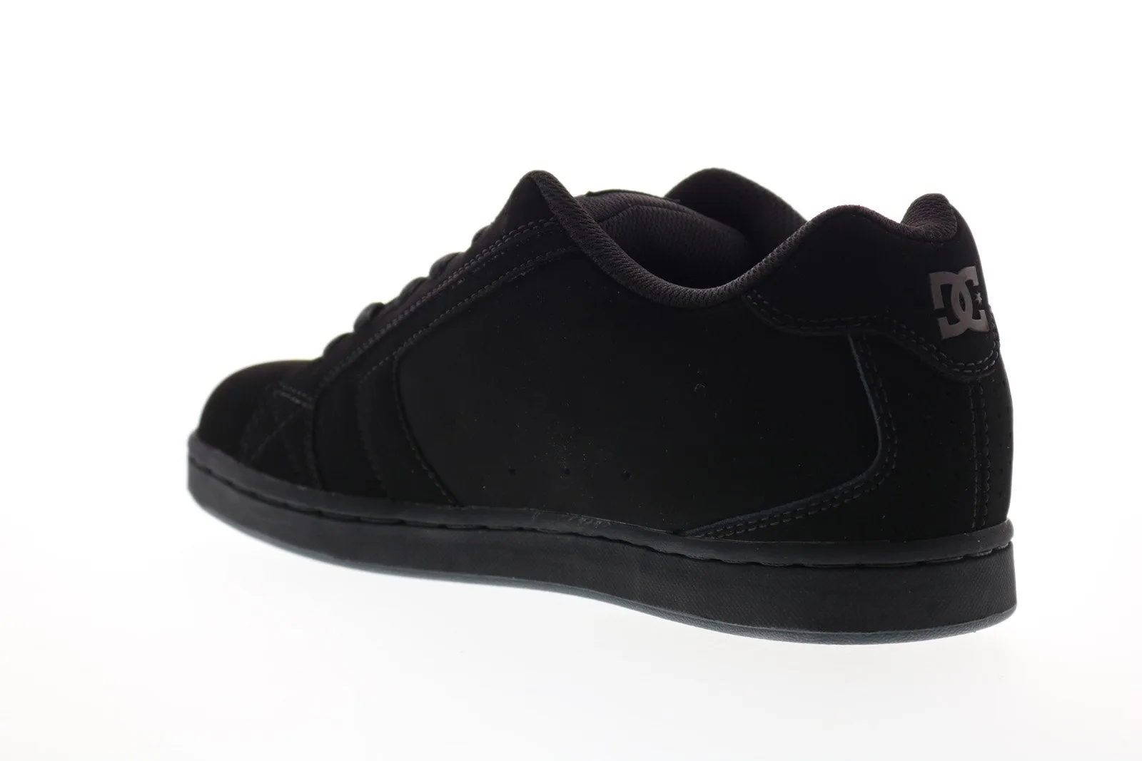 Black Nubuck Leather Lace Up Skate Sneakers Shoes for Men - DC Net 302361.