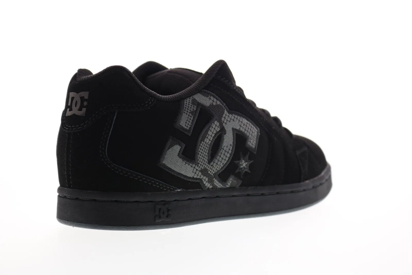 Black Nubuck Leather Lace Up Skate Sneakers Shoes for Men - DC Net 302361.