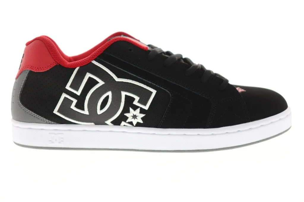 Black Nubuck Leather Low Top Skate Sneakers for Men - DC Net 302361