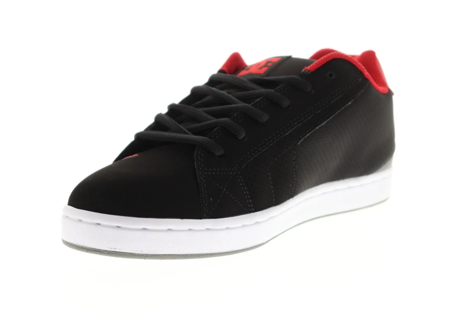 Black Nubuck Leather Low Top Skate Sneakers for Men - DC Net 302361