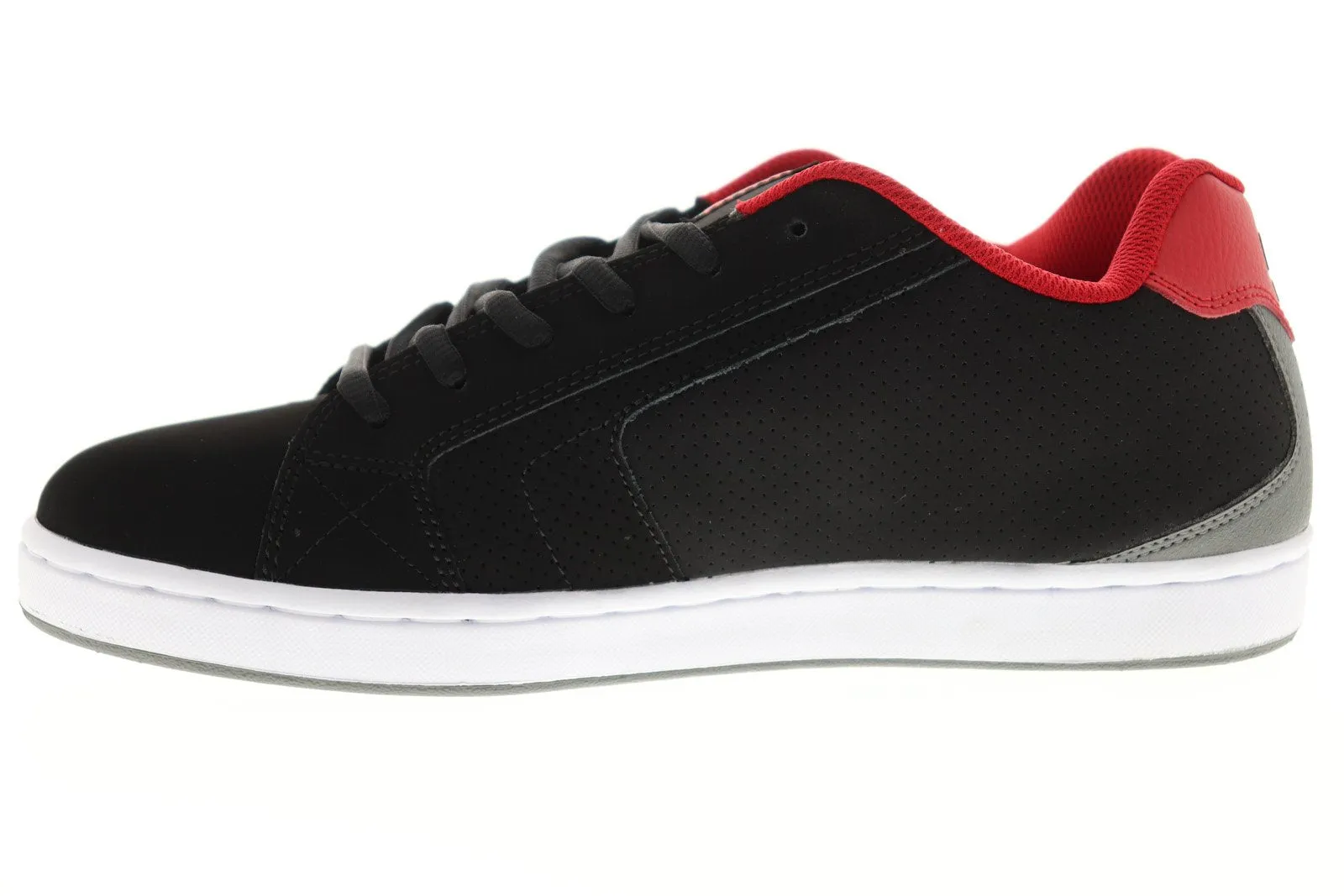 Black Nubuck Leather Low Top Skate Sneakers for Men - DC Net 302361