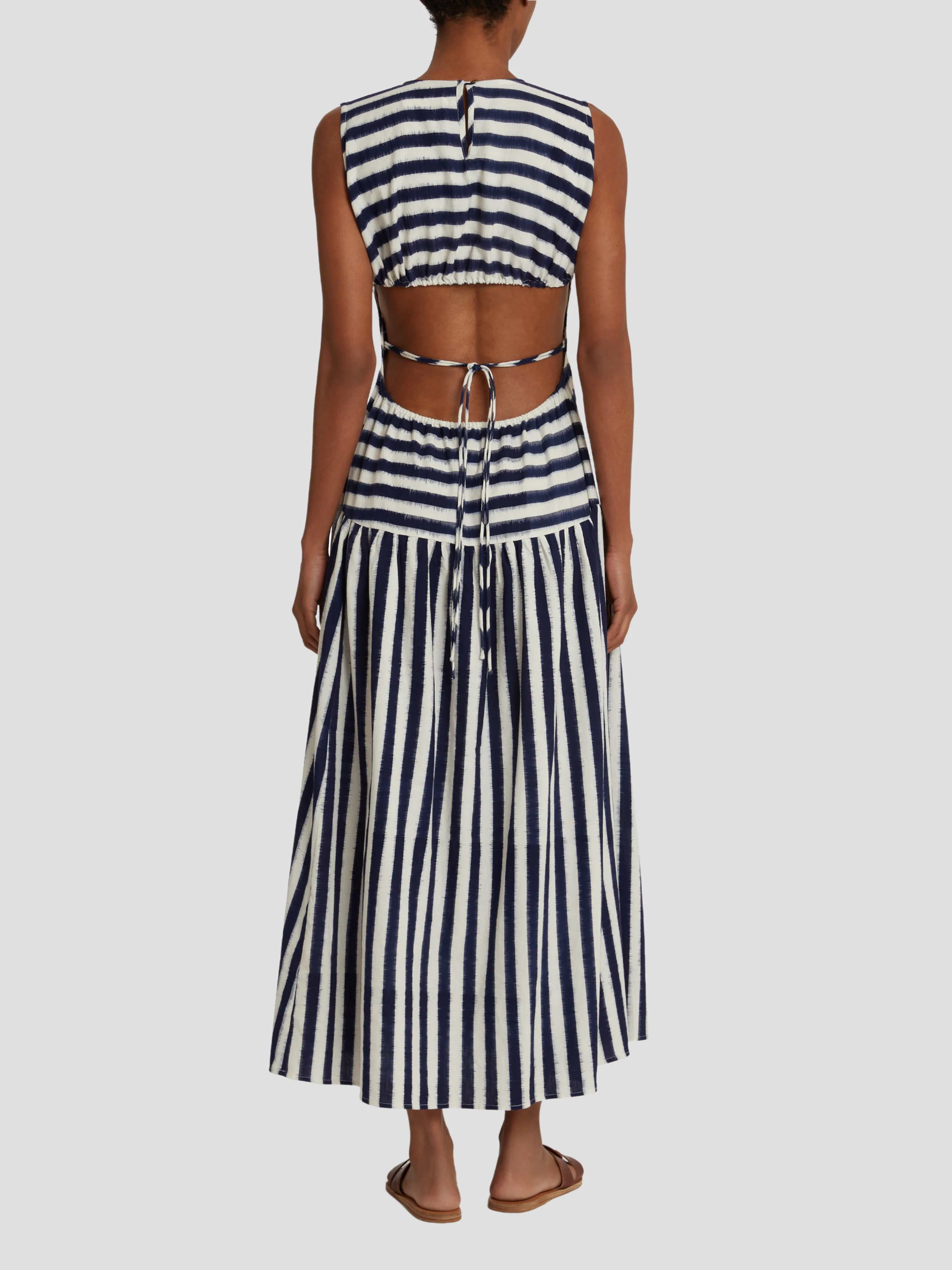 Blue White Pulcheria Ikat Stripes Dress