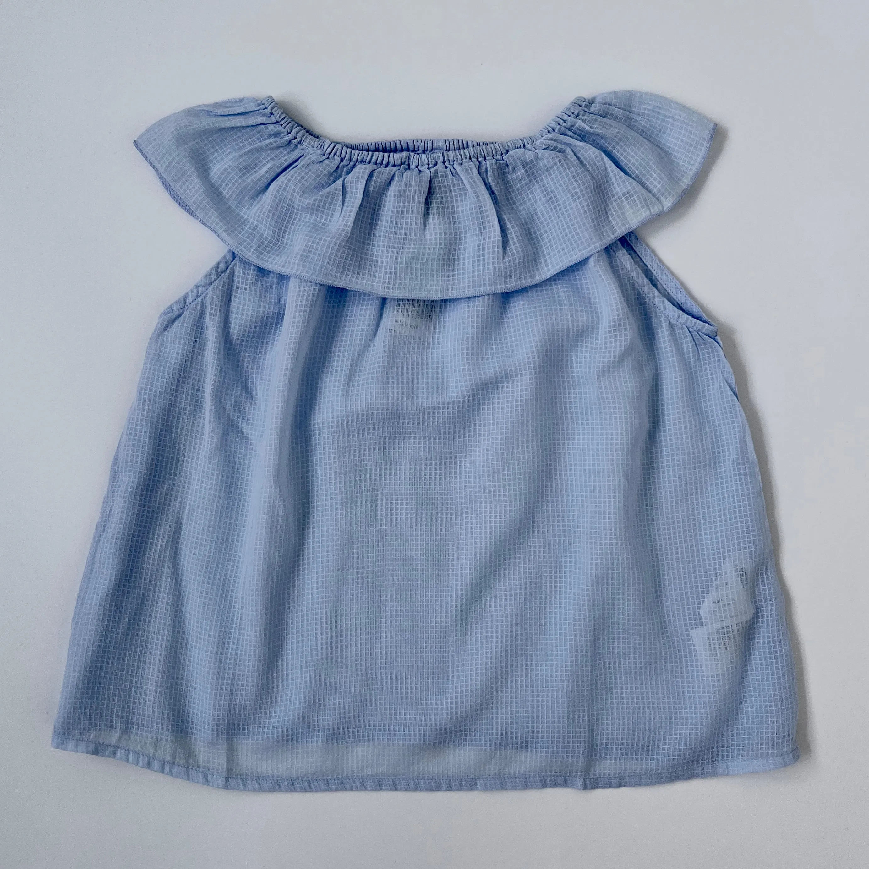 Bonton Pale Blue Summer Blouse With Frill, Size 6 Years, Brand New