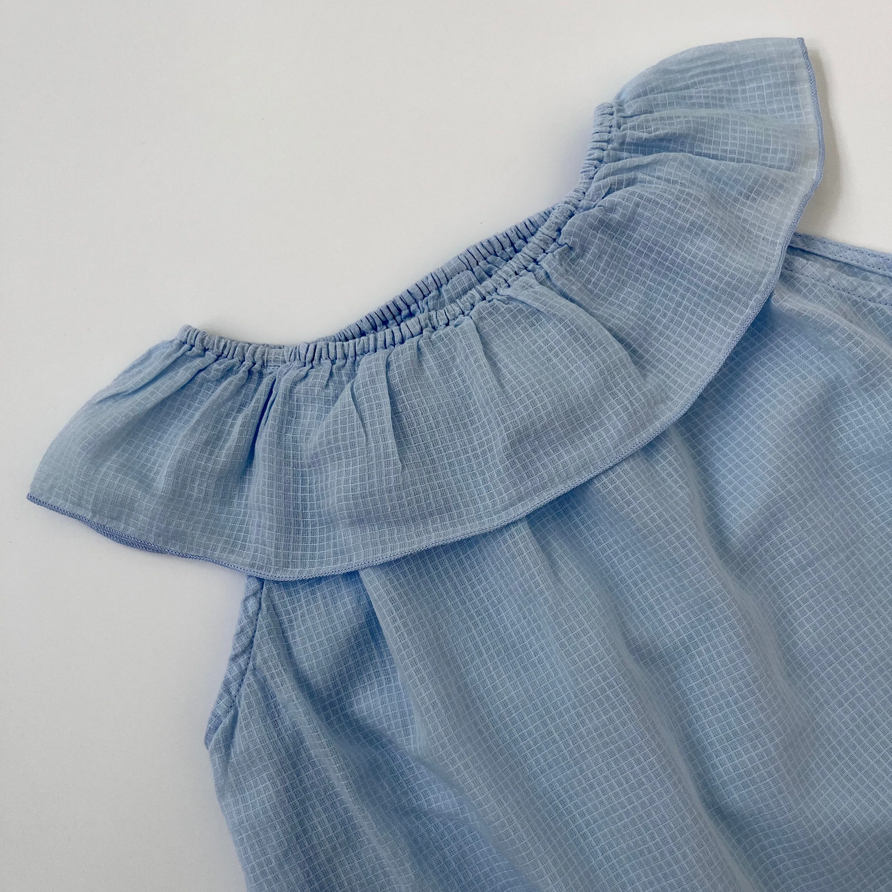 Bonton Pale Blue Summer Blouse With Frill, Size 6 Years, Brand New