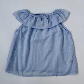 Bonton Pale Blue Summer Blouse With Frill, Size 6 Years, Brand New