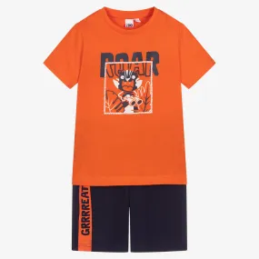 Boys Orange & Blue Shorts Set