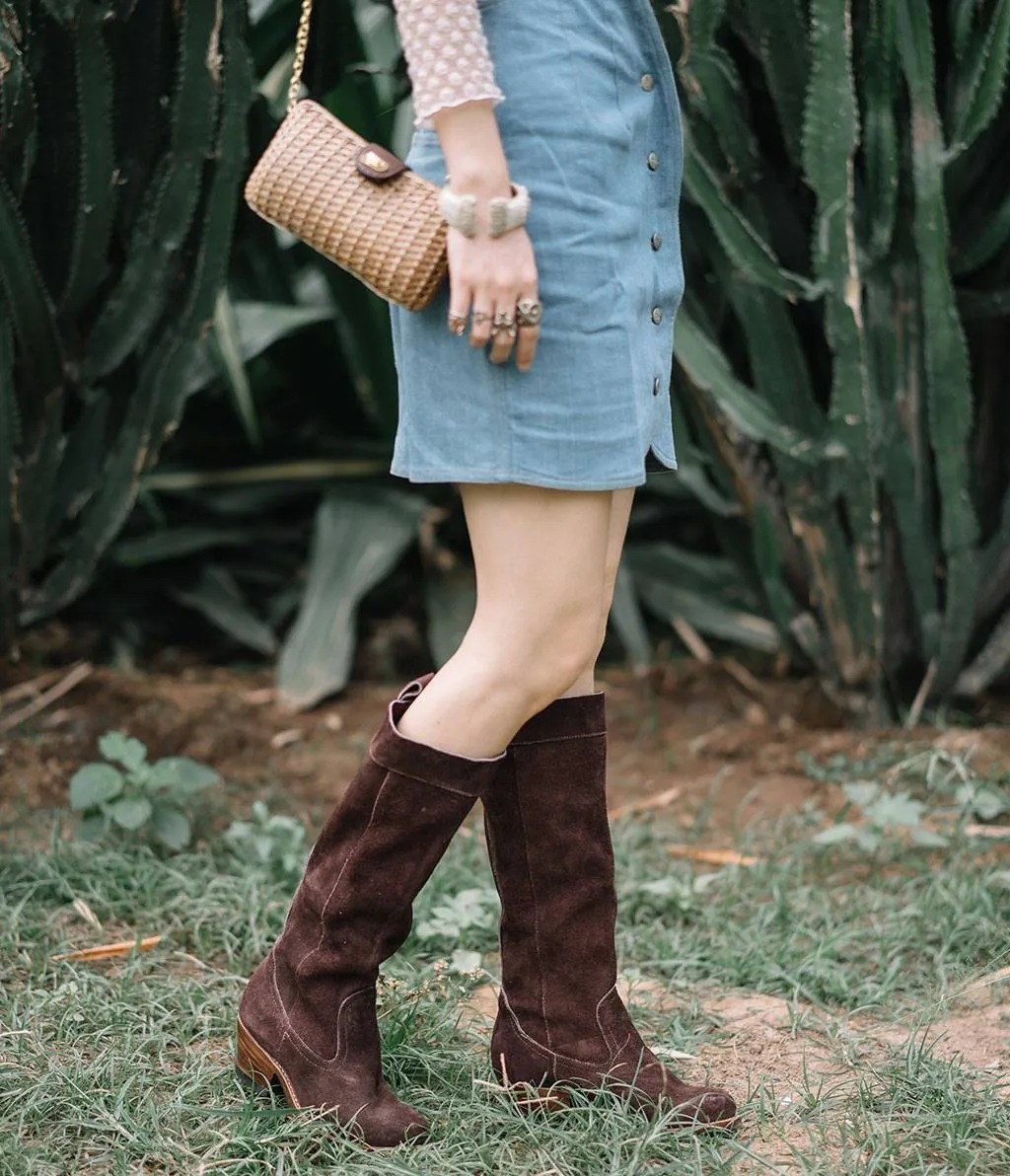 Brown Suede Slouch Boots