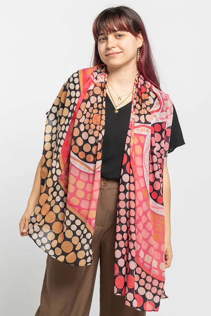 Chiffon Scarf with Eternal Flame Print