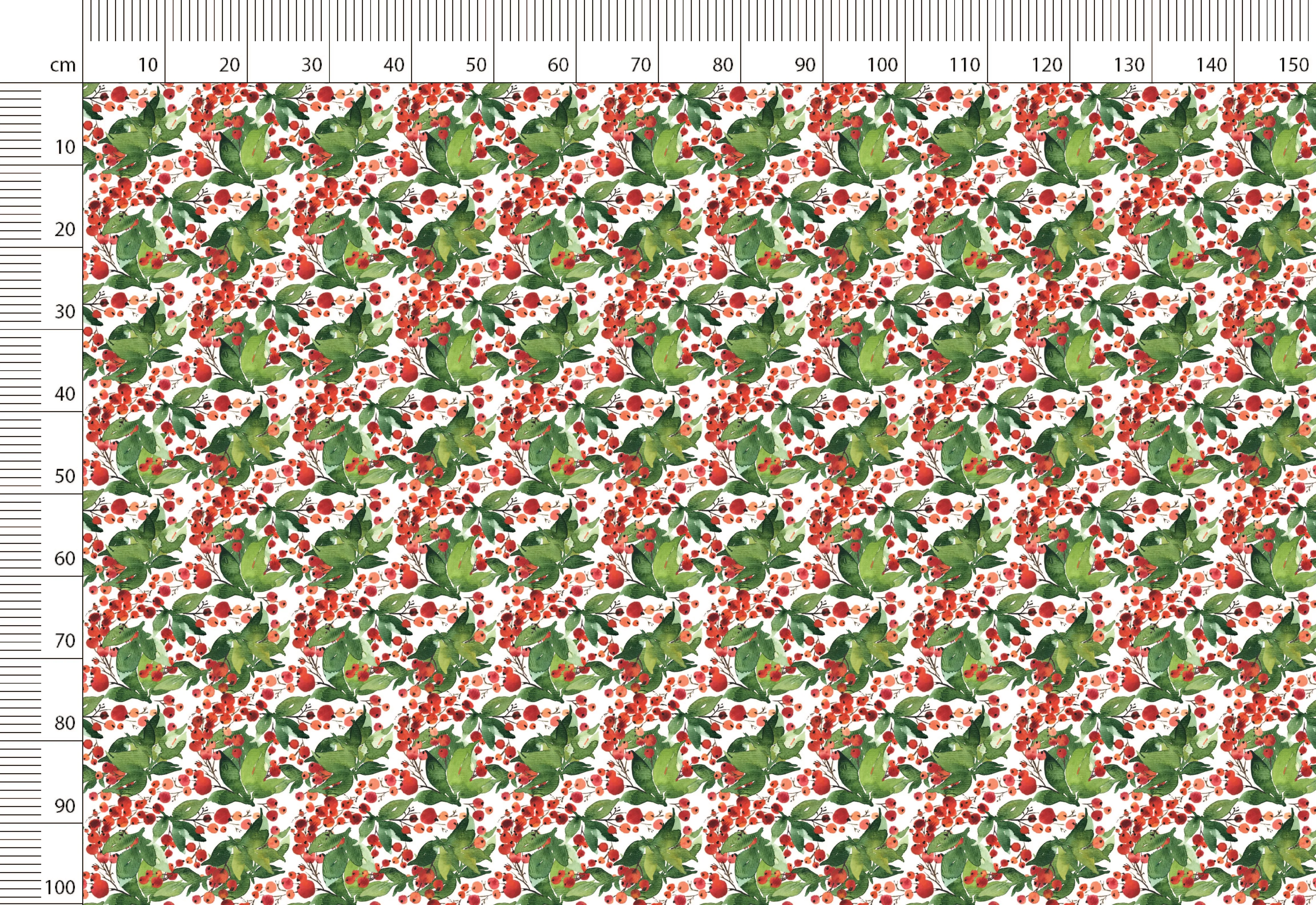 Christmas Linen Fabric with Vintage Red Berries Print for Bedding, Curtains, Clothing, Upholstery - Yard/Meter