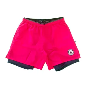 Compression Shorts Men Neon Pink/Navy 2-1 Solid 7 - Quick Dry & Lightweight