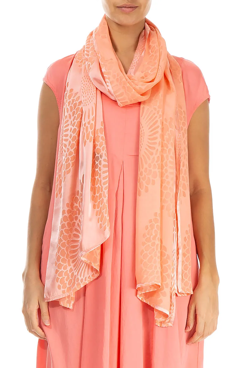 Coral Floral Silk Scarf