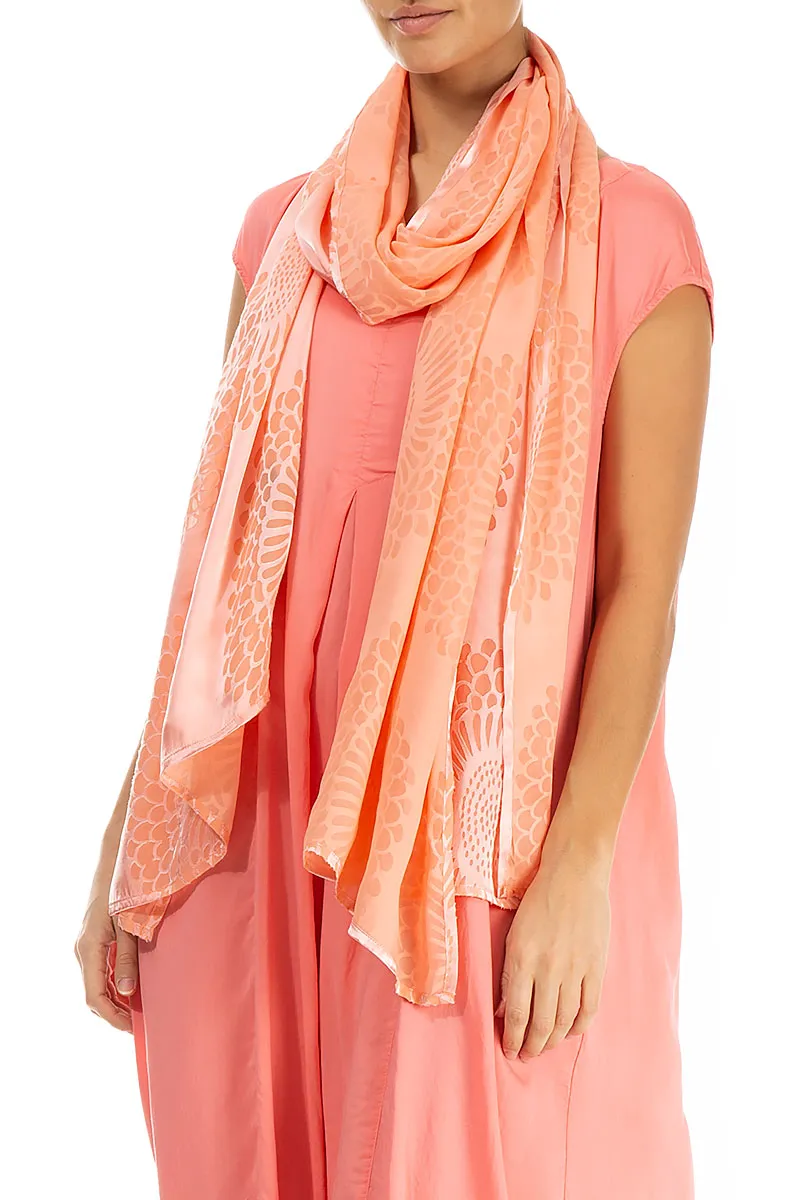 Coral Floral Silk Scarf