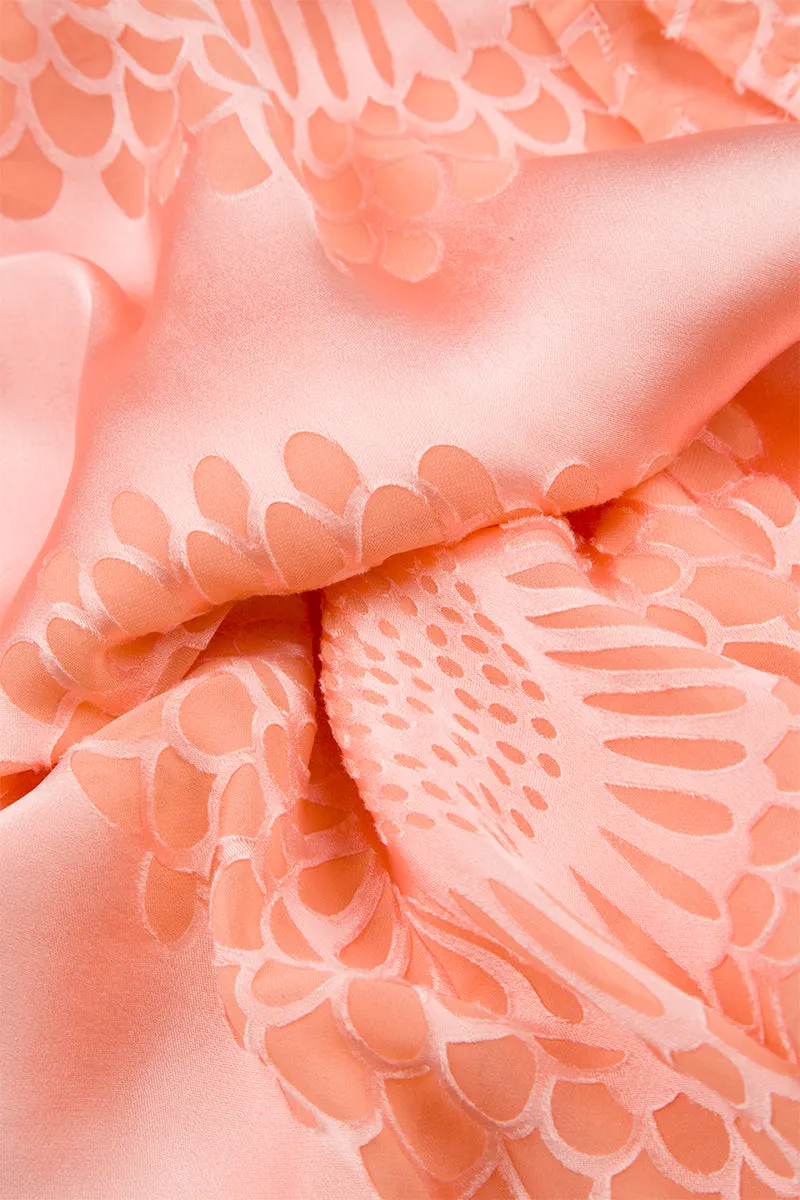 Coral Floral Silk Scarf