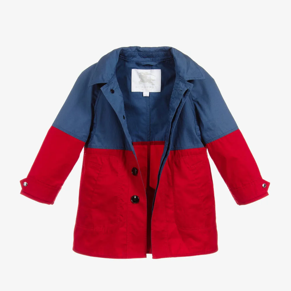 Cotton Car Coat for Boys in Twill Fabric.