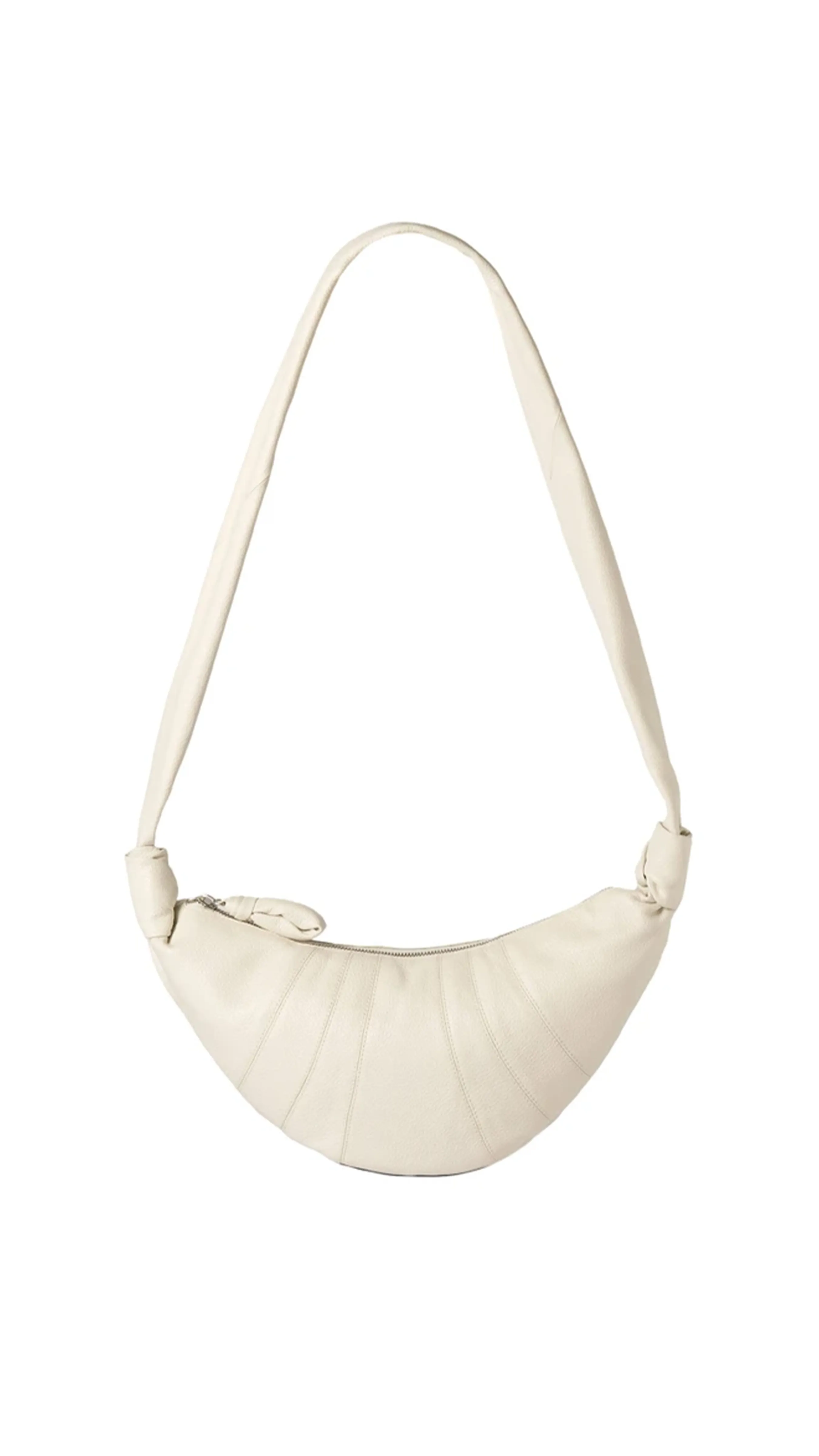 Croissant Leather Mini Bag - Chalk