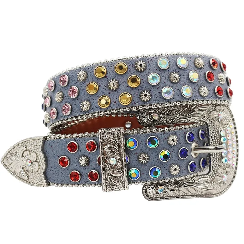 Crystal Pin Buckle Belt with Diamonds and Rhinestones - Unisex Casual Wear