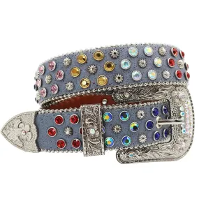 Crystal Pin Buckle Belt with Diamonds and Rhinestones - Unisex Casual Wear