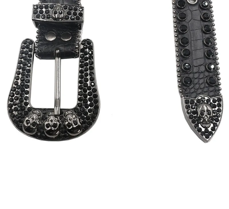 Crystal Pin Buckle Belt with Diamonds and Rhinestones - Unisex Casual Wear