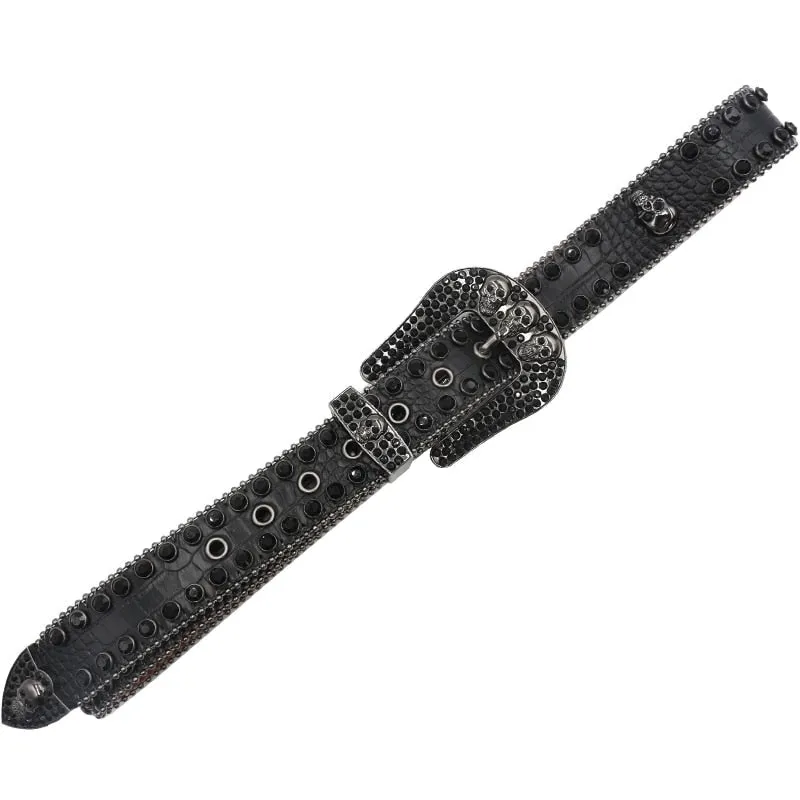 Crystal Pin Buckle Belt with Diamonds and Rhinestones - Unisex Casual Wear