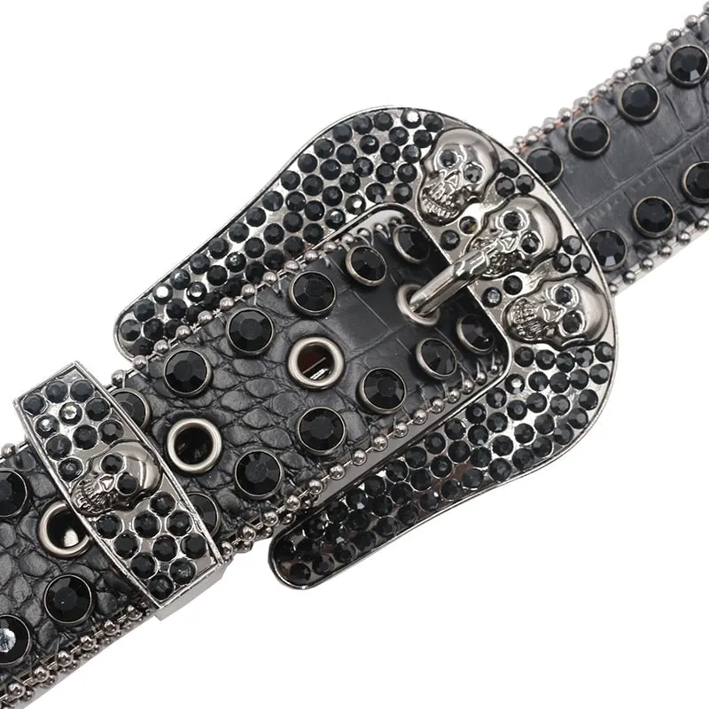 Crystal Pin Buckle Belt with Diamonds and Rhinestones - Unisex Casual Wear