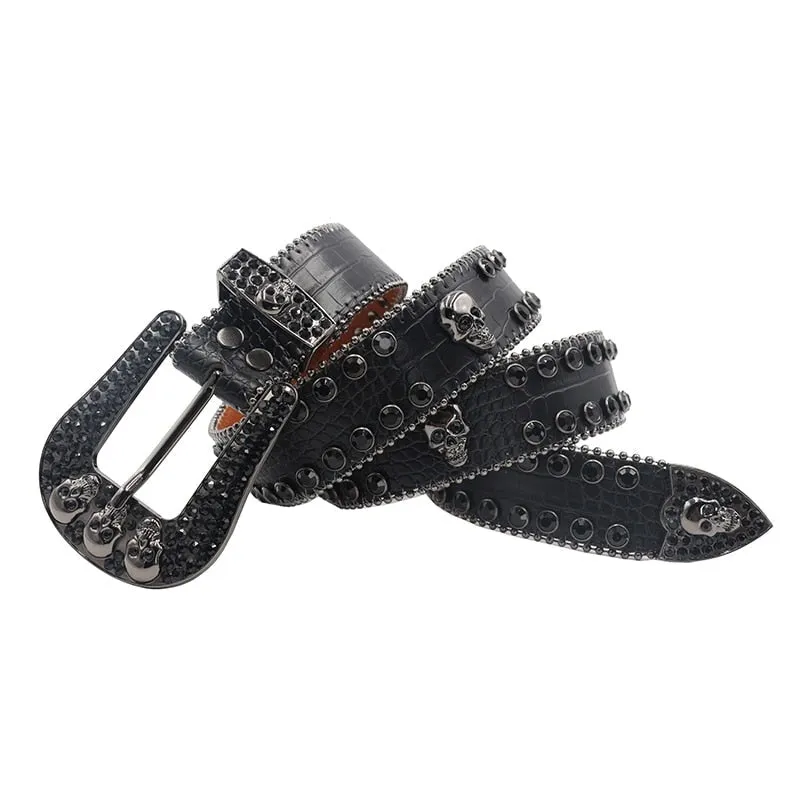 Crystal Pin Buckle Belt with Diamonds and Rhinestones - Unisex Casual Wear