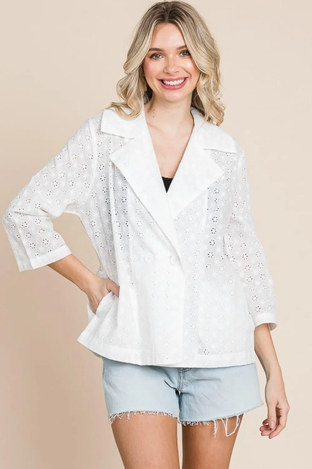 Culture Code Double Breasted Jacket with Eyelet Pockets