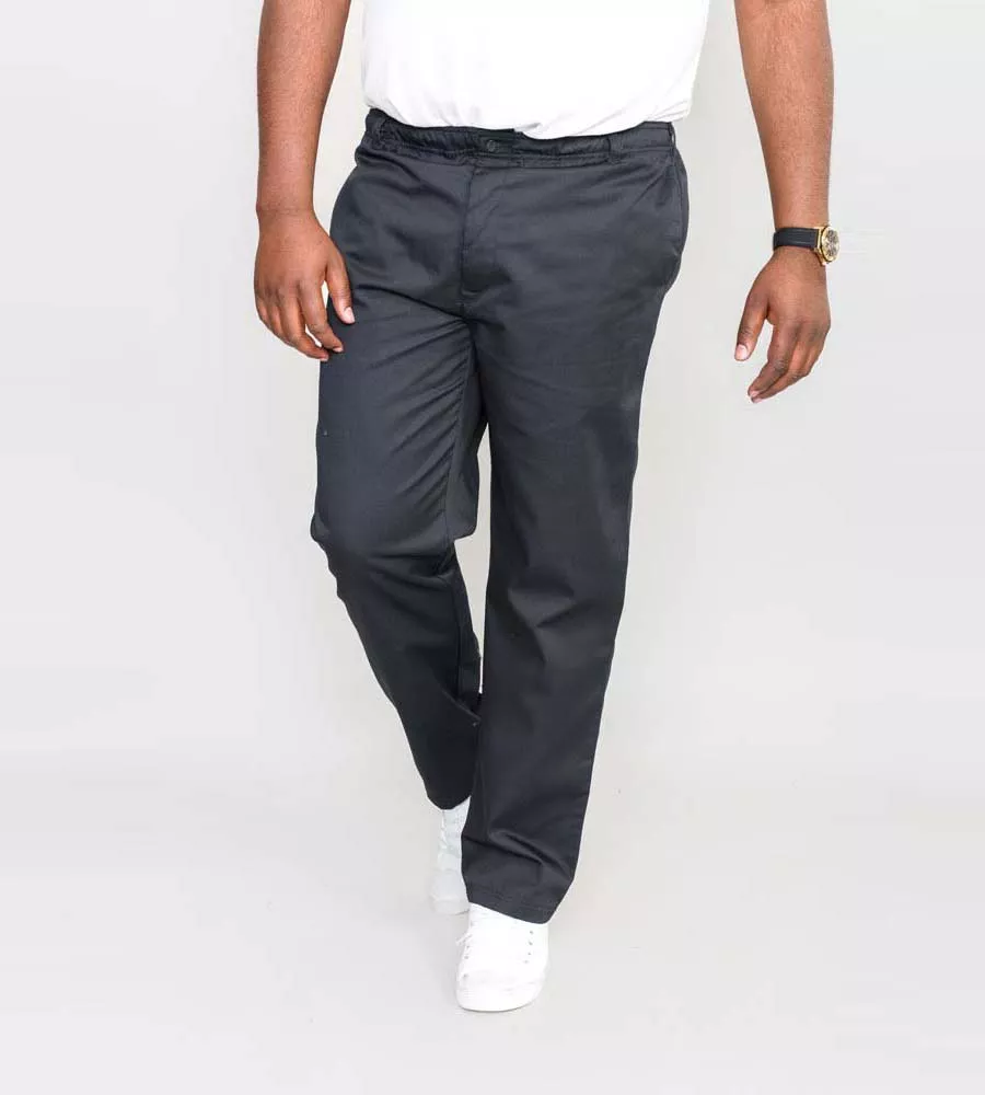 D555 Full Elasticated Wais Big Mens Black Rugby Trousers Pants