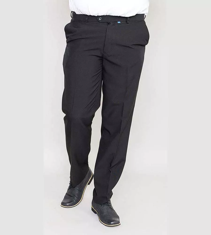 Black Trousers with Adjustable Waist (MAX BLACK) for Big Men D555