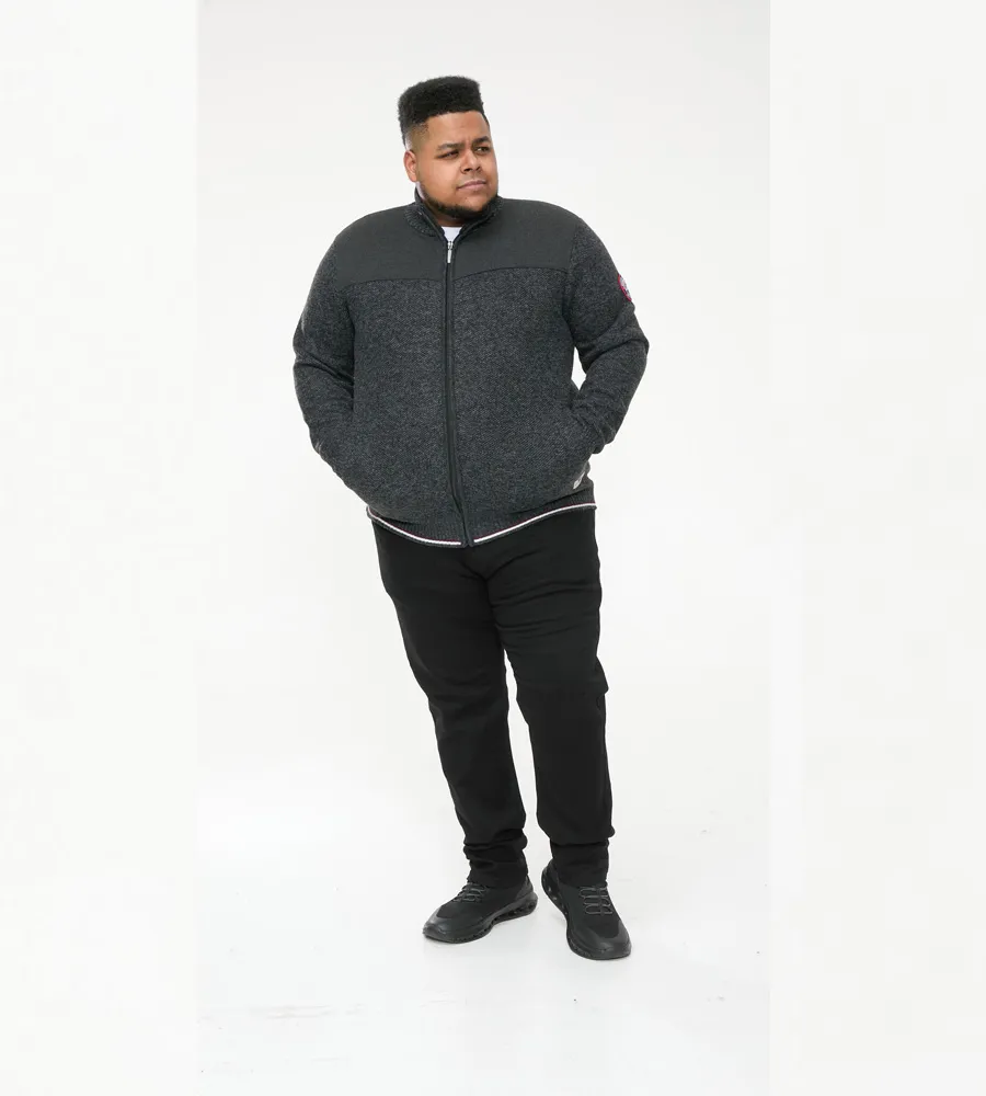 D555 Big Men's Charcoal Zip Sweater With Lining Aberdare 2