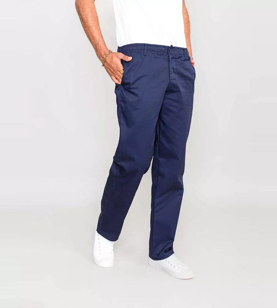 D555 Full Elasticated Waist Mens Navy Rugby Trousers Pants