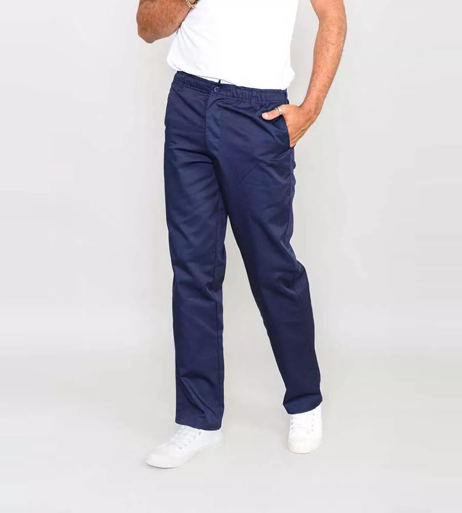 D555 Full Elasticated Waist Mens Navy Rugby Trousers Pants