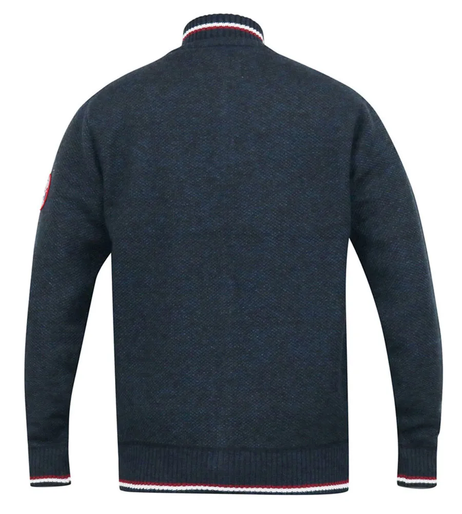 D555 Tall Men's Navy Zip Sweater With Lining Aberdare 1